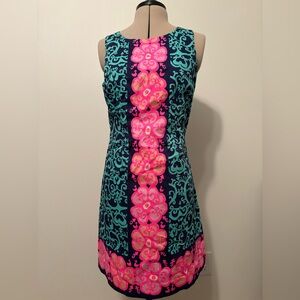 Lilly Pulitzer Pink and Blue Sheath Dress Asymmetrical Wedding Guest